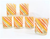 Load image into Gallery viewer, Tastesetter Signed Yellow, Orange and Green Retro Striped Double Old Fashion Glasses (Set of 6)
