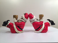 Load image into Gallery viewer, Jolly Ole St Nick Getting His Kick Candle Holders (Pair)
