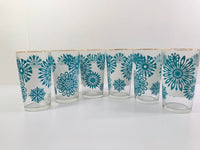 Load image into Gallery viewer, Mid-Century Atomic Turquoise Flower and Frosted White 7-Piece Cocktail Set
