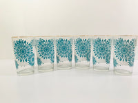 Load image into Gallery viewer, Mid-Century Atomic Turquoise Flower and Frosted White 7-Piece Cocktail Set
