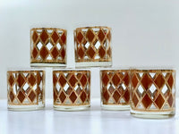 Load image into Gallery viewer, Georges Briard Signed Mid-Century Golden Diamond Glasses (Set of 6)
