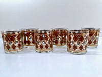 Load image into Gallery viewer, Georges Briard Signed Mid-Century Golden Diamond Glasses (Set of 6)
