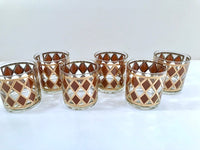 Load image into Gallery viewer, Georges Briard Signed Mid-Century Golden Diamond Glasses (Set of 6)
