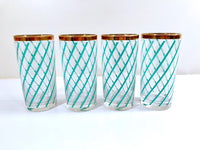 Load image into Gallery viewer, Libbey Sorrento Turquoise and White Stripe Highball Glasses (Set of 4)
