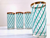 Load image into Gallery viewer, Libbey Sorrento Turquoise and White Stripe Highball Glasses (Set of 4)
