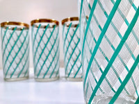 Load image into Gallery viewer, Libbey Sorrento Turquoise and White Stripe Highball Glasses (Set of 4)
