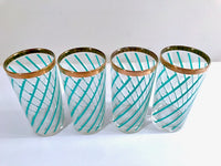 Load image into Gallery viewer, Libbey Sorrento Turquoise and White Stripe Highball Glasses (Set of 4)
