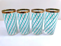 Load image into Gallery viewer, Libbey Sorrento Turquoise and White Stripe Highball Glasses (Set of 4)
