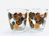Load image into Gallery viewer, Libbey Black and 22 Karat Gold Bee and Honeycomb Glasses (Set of 2)

