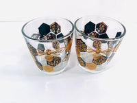 Load image into Gallery viewer, Libbey Black and 22 Karat Gold Bee and Honeycomb Glasses (Set of 2)

