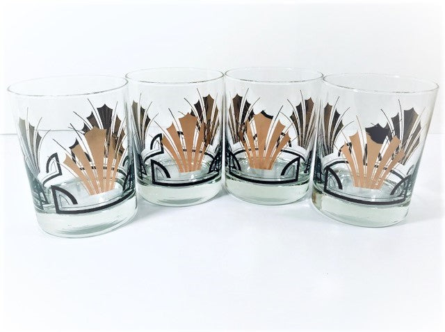 Art Deco Styled Double Old Fashion Glasses (Set of 4)
