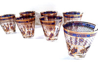 Load image into Gallery viewer, Georges Briard Signed Mid-Century Wet Your Whistle Double Old Fashion Glasses (Set of 7)
