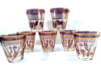Load image into Gallery viewer, Georges Briard Signed Mid-Century Wet Your Whistle Double Old Fashion Glasses (Set of 7)
