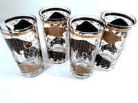 Load image into Gallery viewer, Hammacher Schlemmer Mid-Century Stock Market Bull and Bear Highball Glasses (Set of 4)
