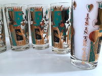 Load image into Gallery viewer, Georges Briard Signed Mid-Century It&#39;s In The Cards Glasses (Set of 7)
