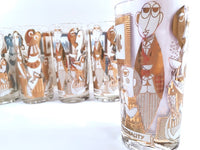 Load image into Gallery viewer, Georges Briard Signed Mid-Century Your Pickled Personality Highball Glasses (Set of 7)
