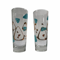 Load image into Gallery viewer, Federal Glass Mid-Century Turquoise and 22-Karat Gold Amoeba Boomerang Atomic Tall Collins Glasses (Set of 2)
