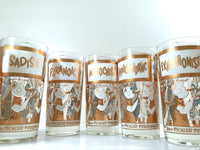 Load image into Gallery viewer, Georges Briard Signed Mid-Century Your Pickled Personality Highball Glasses (Set of 7)
