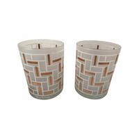 Load image into Gallery viewer, Georges Briard Signed Gold and Frosted Geometric Modern Double Old Fashion Glasses (Set of 2)
