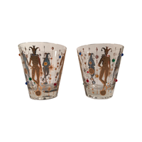 Load image into Gallery viewer, Culver Mid-Century Mardi Gras Jester With Jewels Double Old Fashion Glasses (Set of 2)
