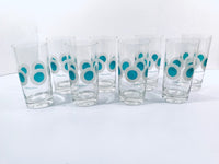 Load image into Gallery viewer, Fred Press Signed Mid-Century Emerald Circle Glasses (Set of 8 with Carrier)

