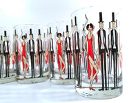 Load image into Gallery viewer, Cera Glass Signed Mid-Century Black Tie Event-All That Jazz Double Old Fashion Glasses (Set of 6)
