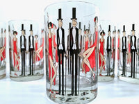 Load image into Gallery viewer, Cera Glass Signed Mid-Century Black Tie Event-All That Jazz Double Old Fashion Glasses (Set of 6)
