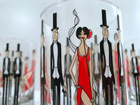 Load image into Gallery viewer, Cera Glass Signed Mid-Century Black Tie Event-All That Jazz Double Old Fashion Glasses (Set of 6)
