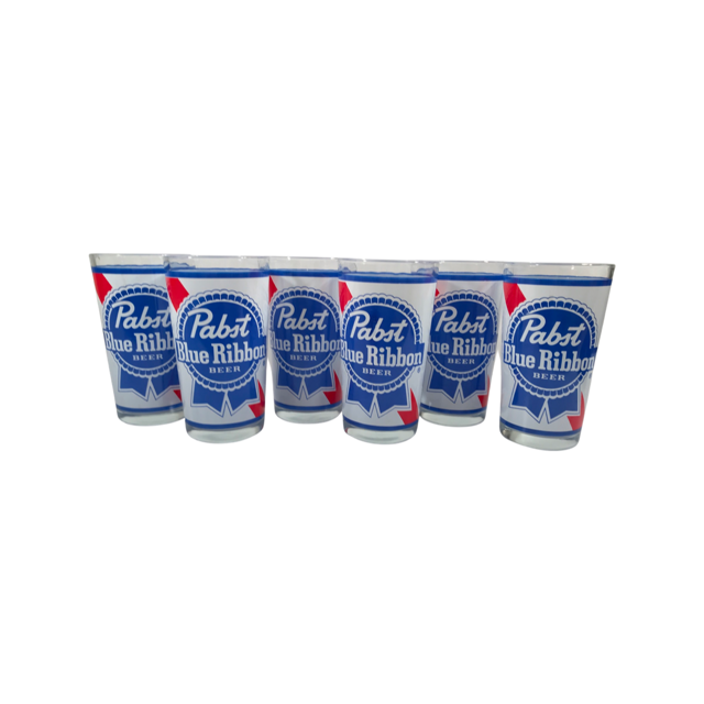 Pabst Blue Ribbon Beer Glasses (Set of 6)