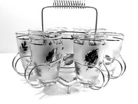 Load image into Gallery viewer, Libbey Mid-Century Silver Leaf 10-Piece Cocktail Bar Set
