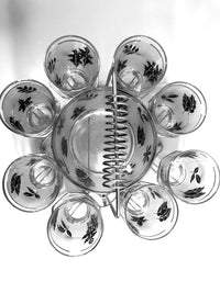 Load image into Gallery viewer, Libbey Mid-Century Silver Leaf 10-Piece Cocktail Bar Set
