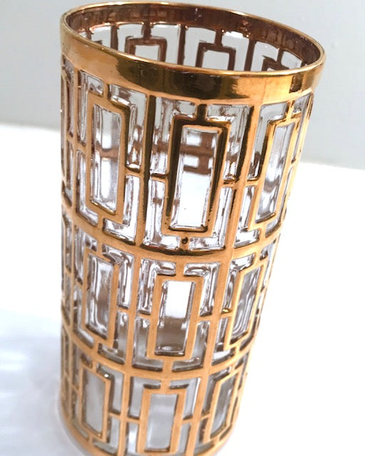 Imperial Glass Shoji 22-Karat Gold Mid-Century Highball Glass (Single)