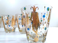 Load image into Gallery viewer, Culver Mid-Century Signed Mardi Gras Jester Double Old Fashion Glasses (Set of 4)
