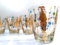 Load image into Gallery viewer, Culver Mid-Century Signed Mardi Gras Jester Double Old Fashion Glasses (Set of 4)
