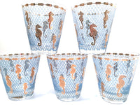 Load image into Gallery viewer, Culver Signed Mid-Century Seahorse Double Old Fashion Glasses (Set of 6)
