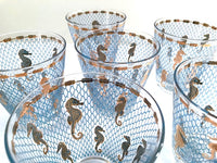 Load image into Gallery viewer, Culver Signed Mid-Century Seahorse Double Old Fashion Glasses (Set of 6)
