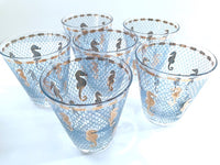 Load image into Gallery viewer, Culver Signed Mid-Century Seahorse Double Old Fashion Glasses (Set of 6)

