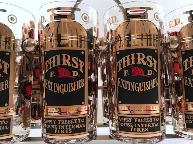 Georges Briard Signed Mid-Century Thirst Extinguisher Bar Set (Set of 8 with Carrier)