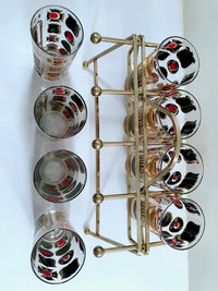 Load image into Gallery viewer, Georges Briard Signed Mid-Century Thirst Extinguisher Bar Set (Set of 8 with Carrier)
