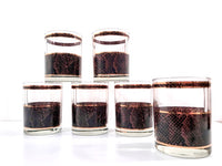 Load image into Gallery viewer, Georges Briard Signed Gold and Brown Snake Skin Double Old Fashion Glasses  (Set of 6)
