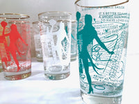 Load image into Gallery viewer, Dominion Glass Company Mid-Century Risqué Glasses (Set of 8 with Original Box)
