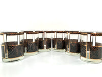 Load image into Gallery viewer, Georges Briard Signed Gold and Brown Snake Skin Double Old Fashion Glasses  (Set of 6)
