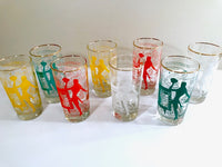 Load image into Gallery viewer, Dominion Glass Company Mid-Century Risqué Glasses (Set of 8 with Original Box)

