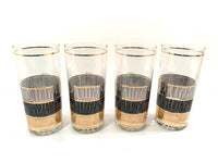 Load image into Gallery viewer, Culver Signed Mid-Century Silver, Black and Gold Highball Glasses (Set of 4)
