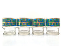 Load image into Gallery viewer, Cera Signed Gold, Blue and Green Retro Square Glasses (Set of 4)
