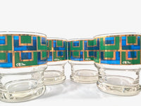 Load image into Gallery viewer, Cera Signed Gold, Blue and Green Retro Square Glasses (Set of 4)
