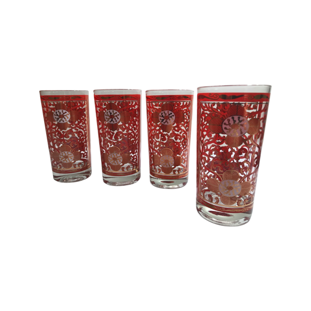Georges Briard Signed Imperial Brocade Glasses (Set of 4)