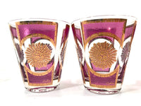 Load image into Gallery viewer, Culver Signed Gold and Amethyst  Double Old Fashion Glasses (Set of 4)
