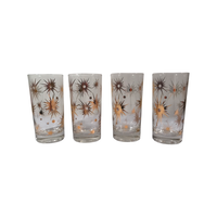 Load image into Gallery viewer, Federal Glass Mid-Century Clear Atomic 22-Karat Gold Star Glasses (Set of 4)
