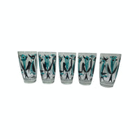 Load image into Gallery viewer, Dyball Signed Turquoise Atomic Birds Glasses (Set of 5)
